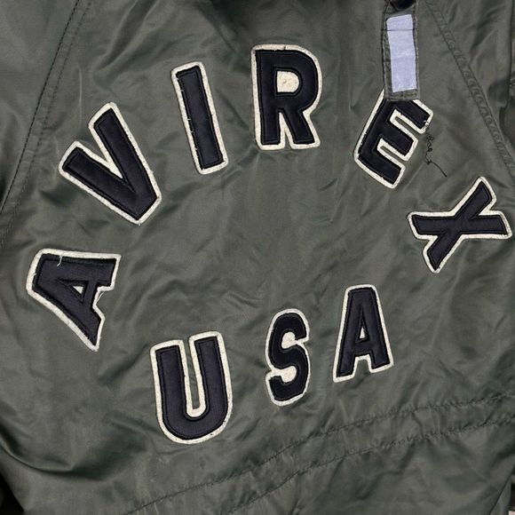 Avirex Insulated Parka Spell Out Military Green Jacket Size S - Picture 3 of 6